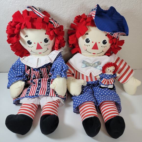 Applause Raggedy Ann and Andy Dolls Set Stars and Stripes 1998 HSN Limited 5000 - Picture 1 of 12